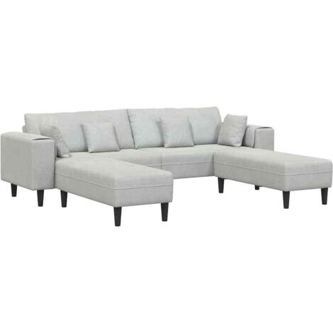 Velvet Sofa with Cushion 3 pcs Light Grey 208 cm Velvet vidaXL