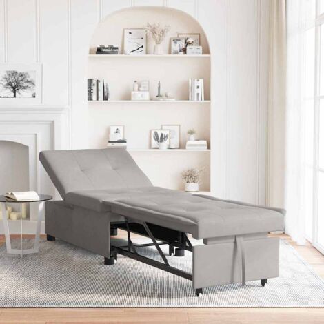 Sofa Bed Light grey 67 x 194 x 82 cm Microfibre fabric vidaXL (1/5)