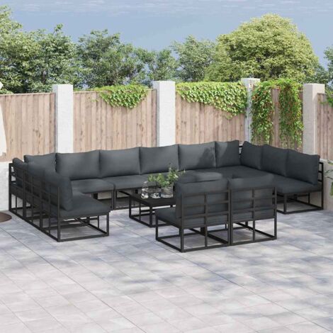Garden Sofa Set with Cushion 13 pcs Black Aluminium vidaXL (1/5)