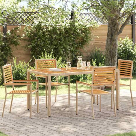 Garden Stacking Chairs 4 pcs Brown and Beige vidaXL