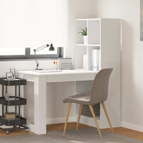 Desk with Shelf White 122 x 67 x 145 cm Engineered Wood vidaXL