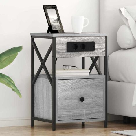 Bedside Cabinet with Drawer 2 pcs Grey sonoma 40 x 31 x 60 cm vidaXL (1/5)