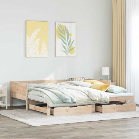 Daybed with Trundle and Drawers without Mattress 90x190 cm Single vidaXL (1/5)