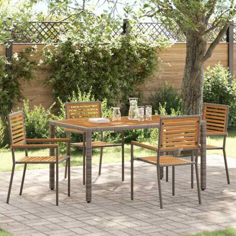 Garden Stacking Chairs 4 pcs Brown and Grey vidaXL