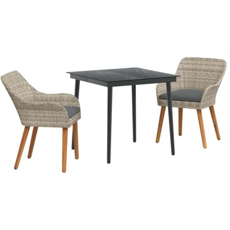 Dining Set Light grey Poly rattan vidaXL (1/5)