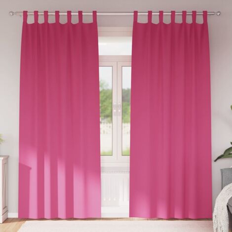 Blackout Curtains with Rings Bright Pink Polyester vidaXL