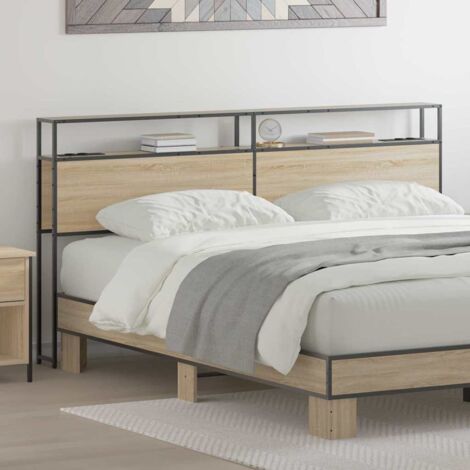 Storage Headboard with Shelf Sonoma oak 200 cm Engineered wood vidaXL