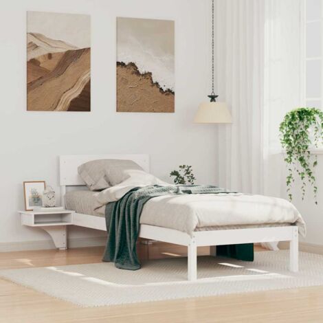 Bed Frame with Headboard White 75 x 190 cm Solid Pine Wood vidaXL (1/5)