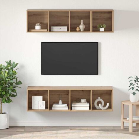 TV Cabinet Set with Shelf with Storage 3 pcs Artisan oak Engineered wood vidaXL (1/5)