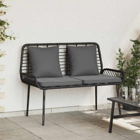 Garden Bench Black and Anthracite Poly rattan and steel vidaXL (1/5)