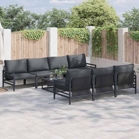 Garden Sofa Set with Cushion 8 pcs Anthracite Steel & Fabric vidaXL (1/5)