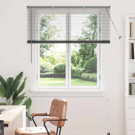 Window Blind with Curtains Manual Dark grey Aluminium vidaXL (1/5)