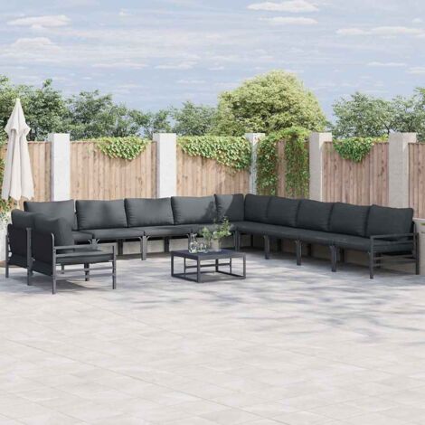 Garden Sofa Set with Cushion Anthracite Steel vidaXL (1/5)
