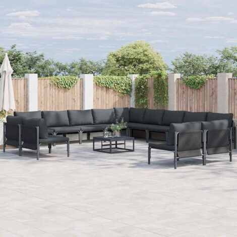 Garden Sofa Set with Cushion Anthracite Steel vidaXL (1/5)