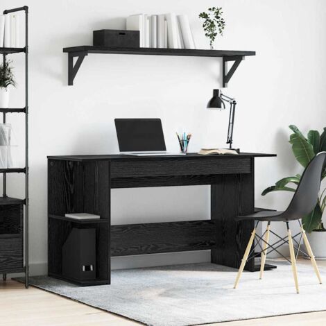 Desk with Shelf Black oak 140 x 50 x 75 cm Engineered wood vidaXL (1/5)