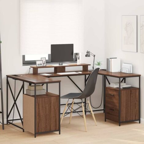 Desk with Drawer Brown oak 182 x 101 x 87.5 cm Engineered wood vidaXL (1/5)