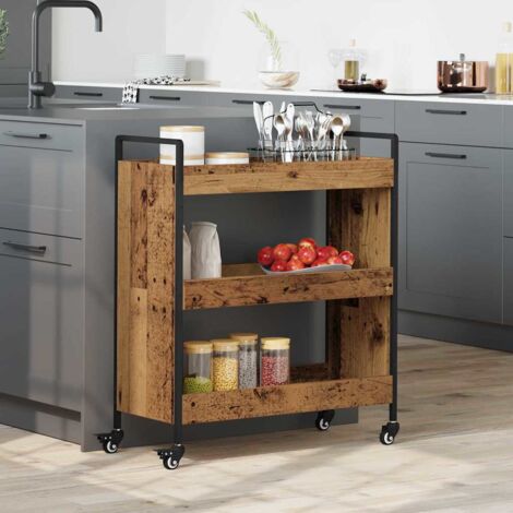 Kitchen Trolley Manual Old wood 70 x 30 x 82 cm Engineered wood vidaXL