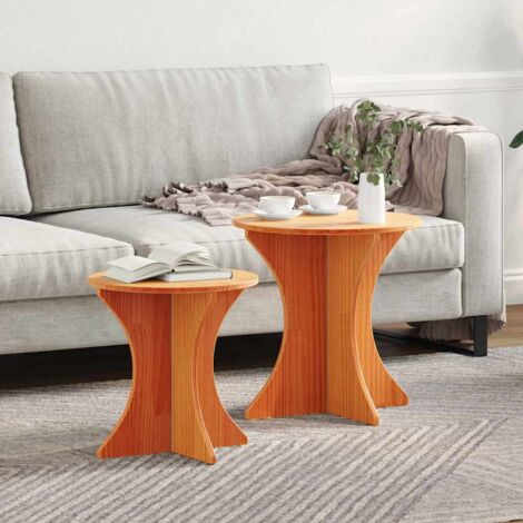 Coffee Table 2 pcs Wax brown 46 x 46 x 47 cm Solid pine wood vidaXL (1/5)