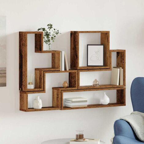 Wall Shelf Wall-Mounted Old Wood 96 x 12 x 64 cm vidaXL (1/5)