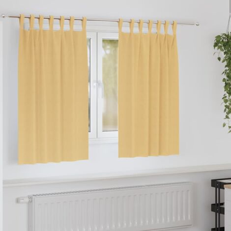 Blackout Curtains with Rings Beige Polyester vidaXL