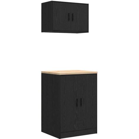 Garage Cabinets 2 pcs Black Engineered Wood vidaXL (1/5)