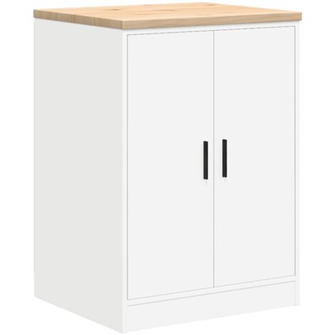 Garage Storage Cabinet White 60x51x85 cm Solid Wood Pine vidaXL