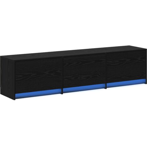 TV Cabinet with LED Black Oak 162.5x34x40 cm Engineered Wood vidaXL (1/5)