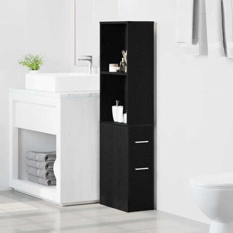 Narrow Bathroom Cupboard Black oak 22 x 41 x 135 cm vidaXL