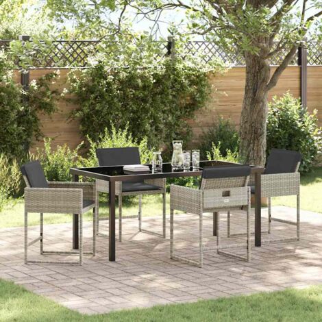 Garden Dining Set 5 pcs Light Grey Poly Rattan vidaXL (1/5)