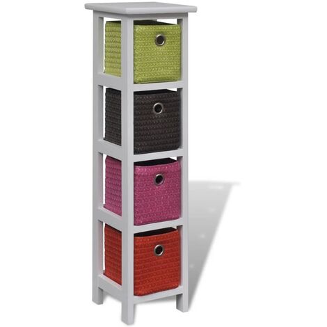 Storage Rack with Multi-colour Baskets Paulownia Wood vidaXL