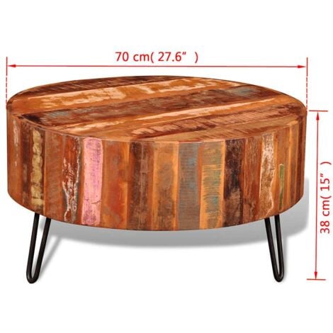 Coffee Table Solid Reclaimed Wood Round vidaXL