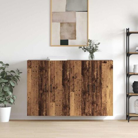 Wall Mounted Cabinets 2 pcs Old wood 69.5 x 34 x 90 cm vidaXL
