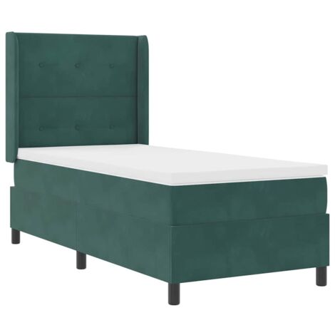 Box Spring Bed with Headboard Dark Green 90 x 200 cm Velvet vidaXL (1/5)