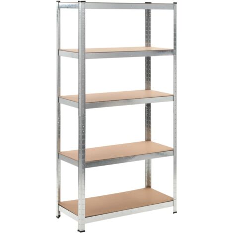 5-Layer Heavy-duty Shelf Silver Steel&Engineered Wood vidaXL