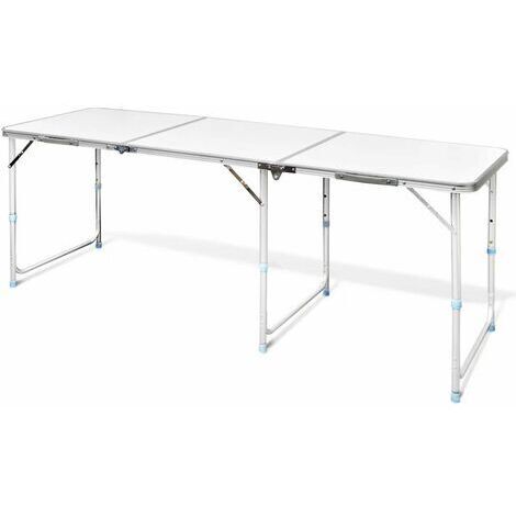 Foldable Camping Table Height Adjustable Aluminium 180 x 60 cm