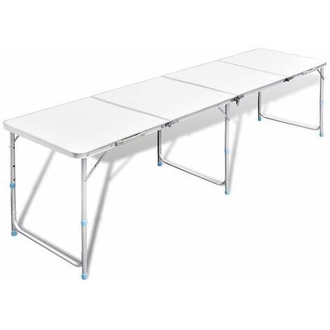 Foldable Camping Table Height Adjustable Aluminium 240 x 60 cm