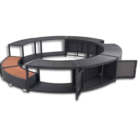 Hot Tub Surround Black Poly Rattan vidaXL