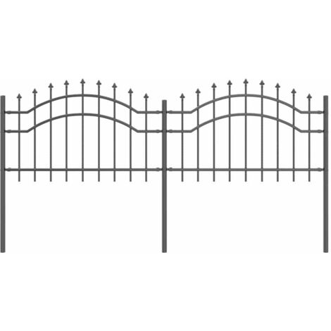 Garden Fence Grey 115 cm Powder-coated steel vidaXL