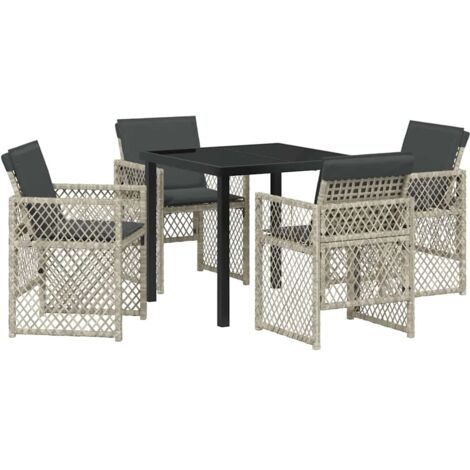 Garden Dining Set 5 pcs Light grey Poly Rattan vidaXL (1/5)