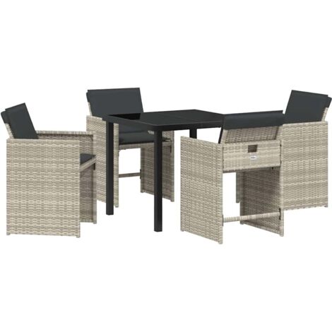 Garden Dining Set 5 pcs Light Grey Poly Rattan vidaXL (1/5)