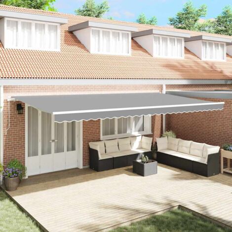 Awning Manual White 6 x 3.5 m Metal vidaXL