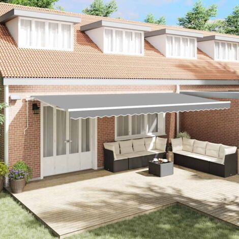 Awning with Manual White 6 x 3 m Metal vidaXL