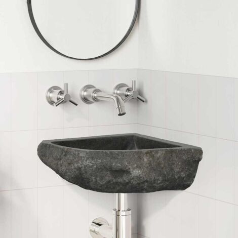 vidaXL Wall Hung Corner Basin Grey (30-37) x (30-37) x 12 cm