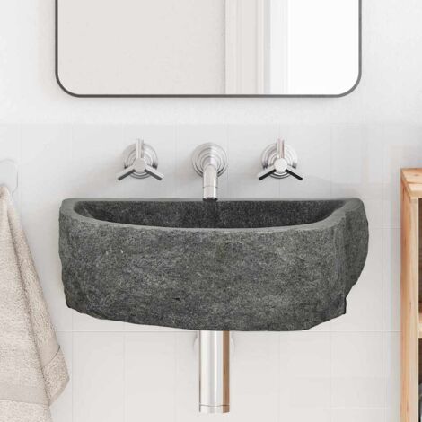 vidaXL Wall Hung Basin Grey (38-45) x (30-35) x 15 cm River stone