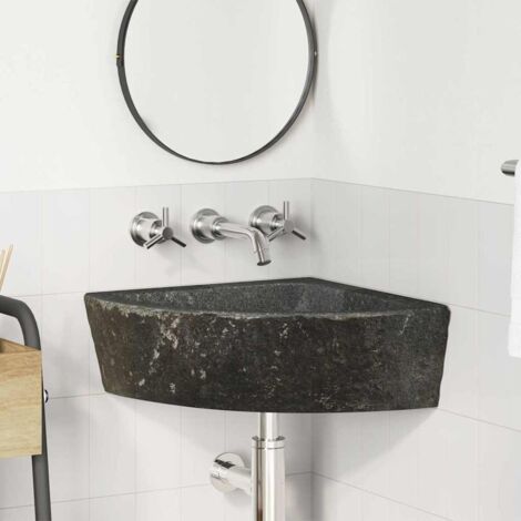 vidaXL Wall Hung Corner Basin Grey (38-45) x (38-45) x 12 cm (1/5)