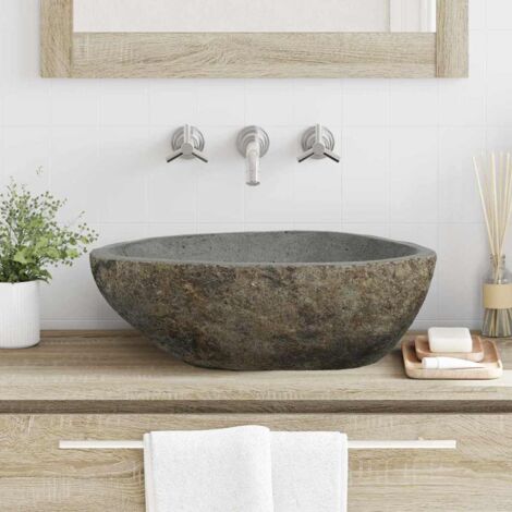 vidaXL Basin Light grey (46-52) x (35-40) x 15 cm River stone