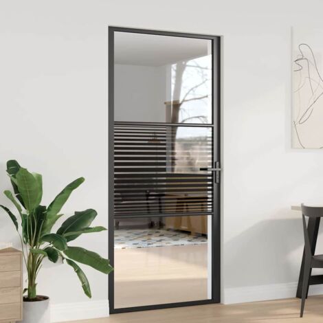 Interior Door Black 93 x 201.5 cm Tempered glass and Aluminium vidaXL