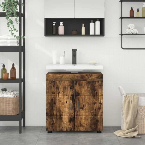 Bathroom Cabinet Set TULUM Smoked Oak 60 x 34 x 63 cm vidaXL