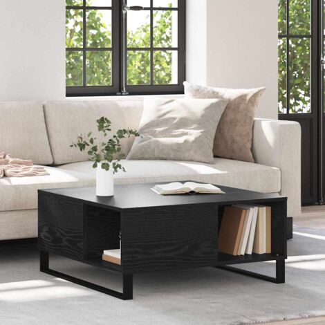Coffee Table Black oak 80 x 80 x 36.5 cm Engineered wood vidaXL (1/5)