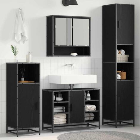 Bathroom Cabinet Black oak 35 x 37.5 x 188.5 cm Engineered wood vidaXL (1/5)